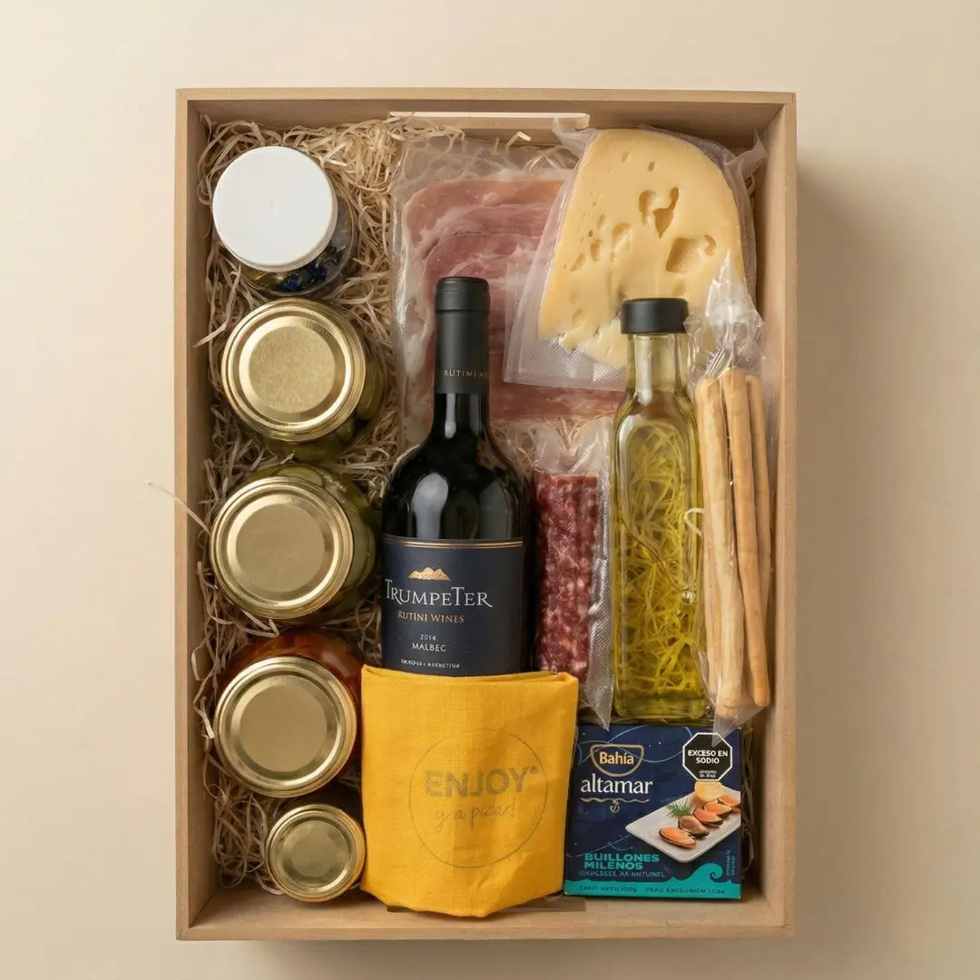 BOX GOURMET DE CELEBRACIÓN CON VINO, regalo gourmet